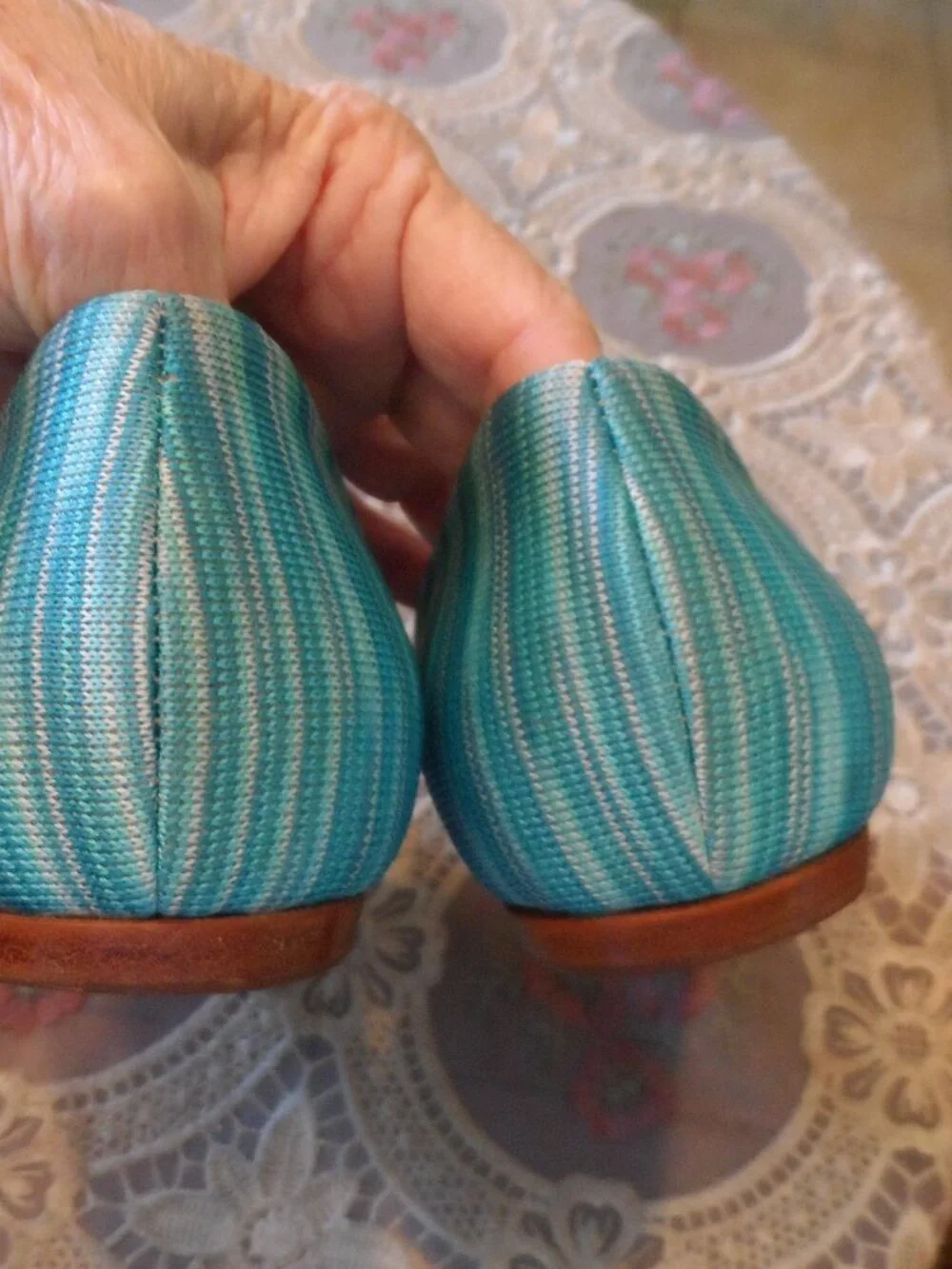 Missoni Tessuto Ocean Blue & White Striped Knit Ballet Flats Size IT 40 US 10